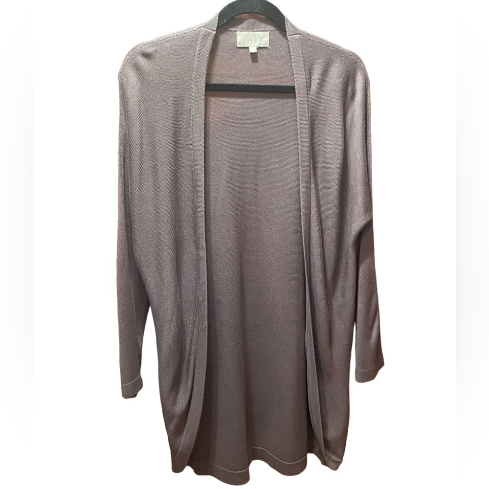 Joan Vass long open front Cardigan, gray, size medium‎